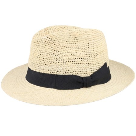 MJM Hats - Beige straw Hatt - Blue Line Tom Crochet Panama Natural Straw Hat @ Hatstore