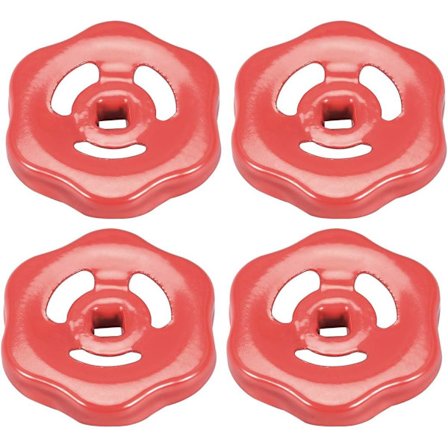 Metal Udendørs Hane Rund Hjul Håndtag, Firkantet Broach 7x7mm, Hjul OD 61mm Maling Jern Rød 4stk