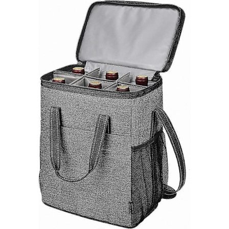 Vandtæt polstret vinpose til seks flasker, slidstærkt polyester, perfekt til udendørs arrangementer og rejser (LGL)