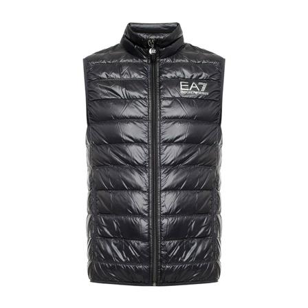 Emporio Armani Ea7, Quilted vest with a logo Zwart, Heren, Maat:L,Bedrukt