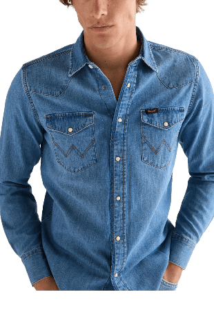 Wrangler Western Shirt Skjortor Herr Blå M