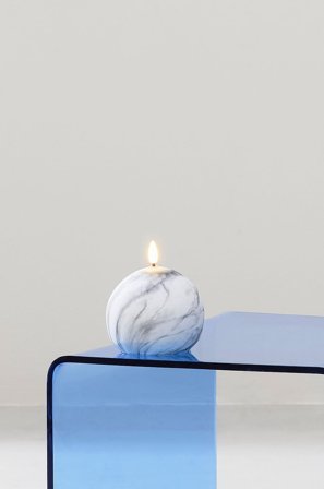 Star Trading - FLAMME MARBLE kubbelys LED 12 cm - Grå - Bordlamper - Fra Homeroom