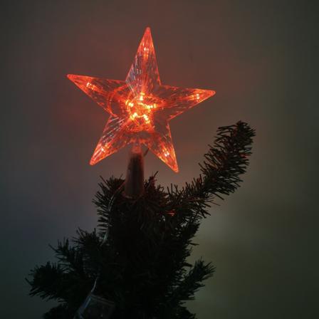 Set med 2 juletrær stjerner, juletrær dekorasjon 30 LED stjernelys batteridrevet juletre topper Rød blinkende stjerne belysning juletrepynt