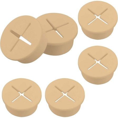 6 st flexibla vita skrivbordsgenomföringar i silikon, kabelhålsskydd för kontor [DB]