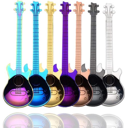 Guitar Coffee Spoon Set, Stainless Steel Colorful Dessert Spoon, Cute Demitasse Tea Spoon for Stirring Drinks, Mixing Smoothies, Jam