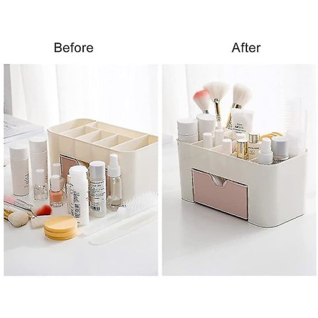 Sminkeoppbevaringsboks for skrivebord, kosmetisk oppbevaringsboks, kontororganisator