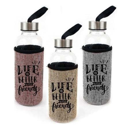 Vattenflaska Bewinner Glas Väska Linne (400 Ml)