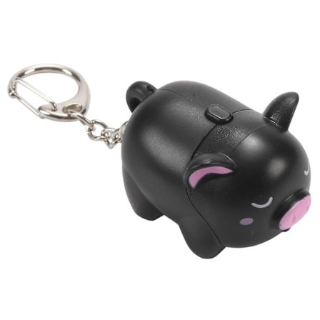Söt Gris Nyckelring LED-Lampa Med Ljud Bilväska Hänge Charm Dekoration Gåva (svart)