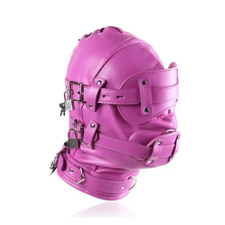 Justerbart hodeplagg i lær for kvinner med bind for øynene, dildo, munnknebel, knebler, restriksjoner, voksenleker, sexleketøy for par 29