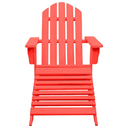 Vidaxl Adirondackstol Med Fotpall Massivt Granträ Röd Röd