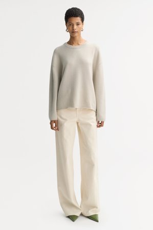 Soft Goat - Relaxed fit crewneck - Women cashmere sweater - M - Chalk
