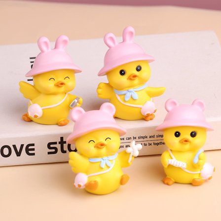 4 söta gula ankungar Bildekorationer Bildekorationer Tecknad djurtårta Bakningsdekorationer i olika storlekar