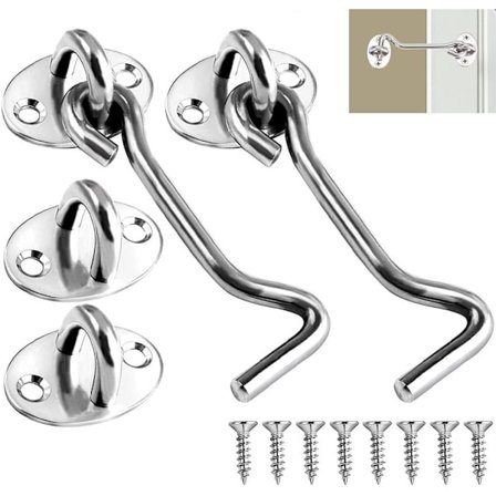 2 stk. Vindhage - Dørhage - Vindhager - Vindueshager - Stormhager - Dørhager - Dørlåsbolt - Dørlås - Rustfri stålbolt - Vindue