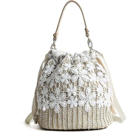 Rattan Taske til Kvinder Kryds Krops Boheme Halm Taske Vintage Vævet Tote Sommer Strand Bærende