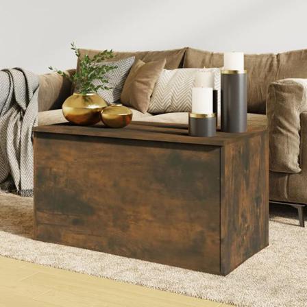 Vidaxl Förvaringskista Rökfärgad Ek 84x42x46 Cm Konstruerat Trä Brun