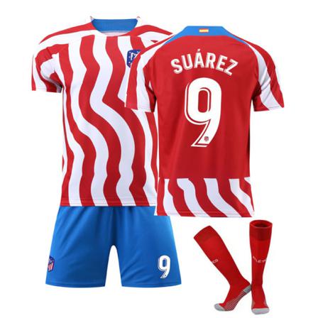 22-23 Atletico De Madrid Tröja No.9 Suarez Vuxen Barn Set 20 (110-120cm)