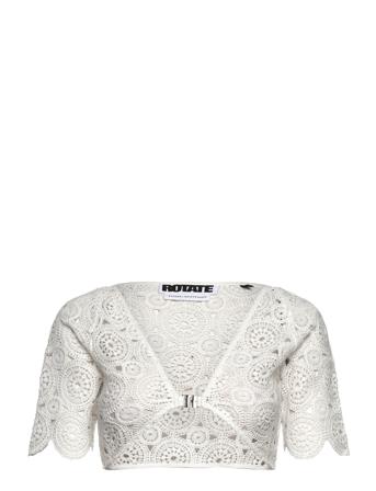 Milandran Wrap Top Crop Tops Short-sleeved Crop Tops Grå ROTATE Birger Christensen