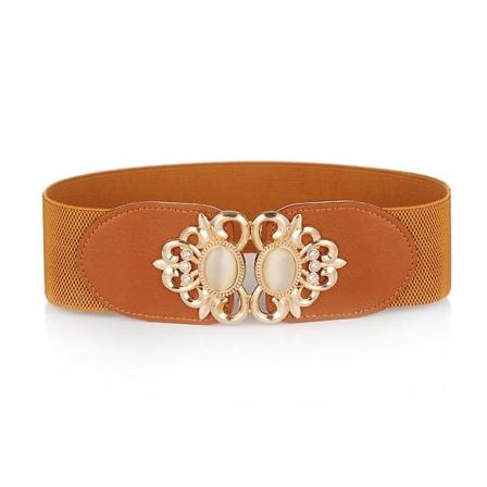 Vindjakke Elastisk Bred Dame Midje Bånd En Variasjon Legering Spenne Retro Belte All-match Kjole Dame Tilbehør(75CM Stil 4)