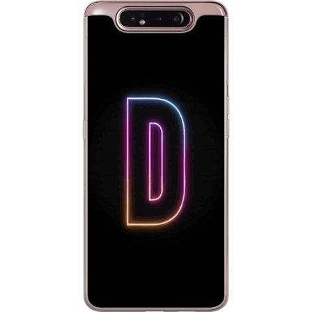 Kompatibelt Mobildeksel til Samsung Samsung Galaxy A80 Minimalistisk neonbokstav D i fargeskiftende lys mot svart bakgrunn i moderne digital design