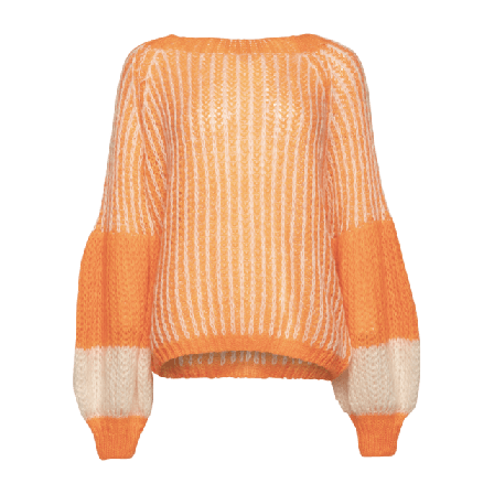 Noella Liana Knit Sweater - Orange/white Tröjor Dam Orange XS/S