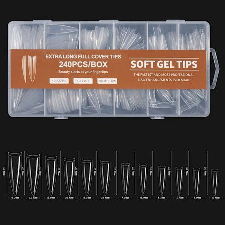 Extra långa naglar 240st spetsiga franska naglar