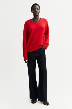 Soft Goat - Oversized V-neck - M - Rouge