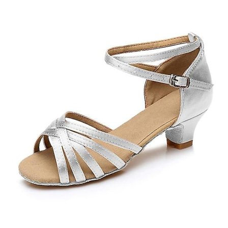 Dame Latin Sko Dansesko Scene Indendørs Chacha Basic Hæl Øvelse Lav Hæl Navy Tan Sort-happygo.40.Hvid