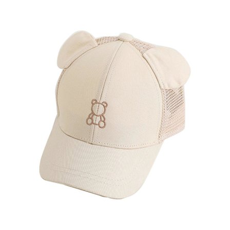 Baseballhatt for småbarnsgutter og -jenter, solbeskyttende trucker-caps for barn med/uten netting, utendørs caps for babyer, nettingcaps beige