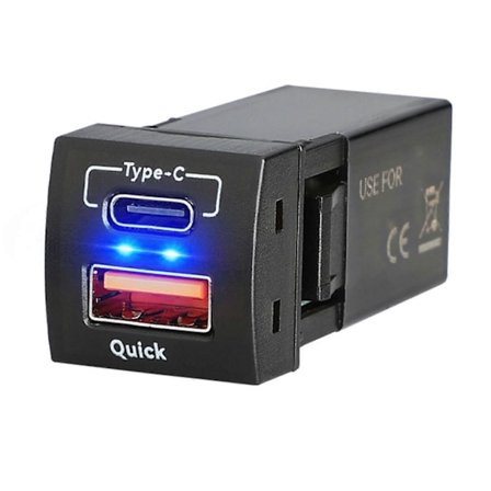 Effektiv Ladeadapter 12V/24V Mobiltelefonlader Støtter PD30W Type C 18W USB Laderkontakt For Telefoner Nettbrett Blå