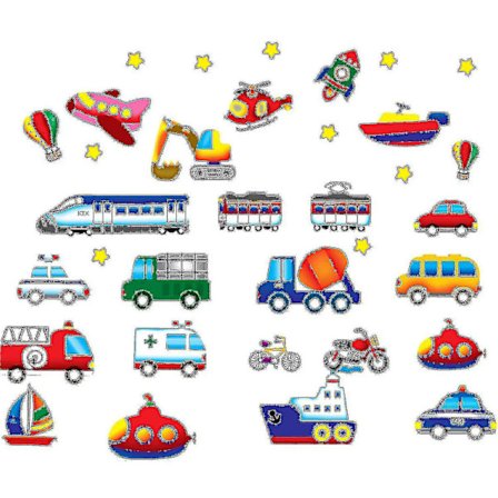 Bilar, flygplan och tecknade fordon - väggdekaler och väggmålningar