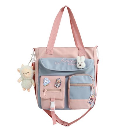 Koreansk stil sød mulepose med stor kapacitet til kvinder teenager piger Candy Color Patchwork One Shoulder Crossbody skoletaske