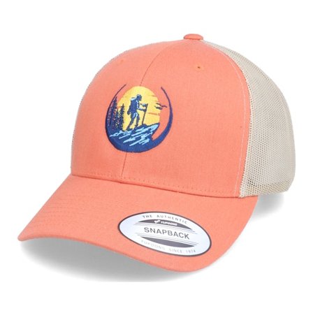 Wild Spirit - Wanderlust Logo Orange/Khaki Trucker Trucker Orange Cap - @ Hatstore