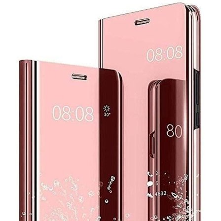 Fodral - Samsung - Galaxy A22 5G - Spegel - 360 Skydd - Rose Gold Läder