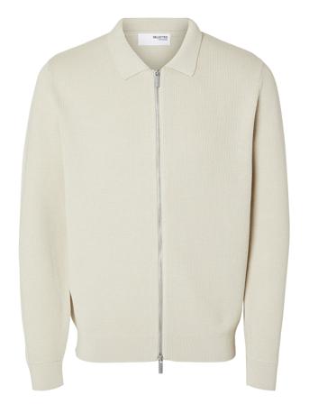 Slhdane Ls Knit Structure Cardigan Noos Tops Knitwear Cardigans Cream Selected Homme