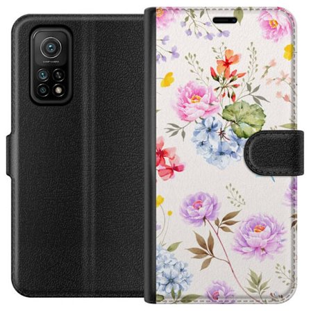 Yhteensopiva Lompakkokotelo Xiaomi Xiaomi Mi 10T Pro 5G Kukkakuviota käsinmaalatuilla kukilla, perhosilla ja hyönteisillä romanttiseen skandinaavis