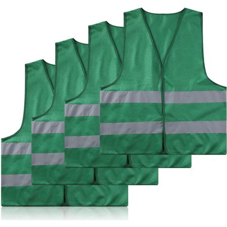 Säkerhetsvästar 4-pack Familjepaket Grön Hög Synlighet Reflex med Kompatibla Märken