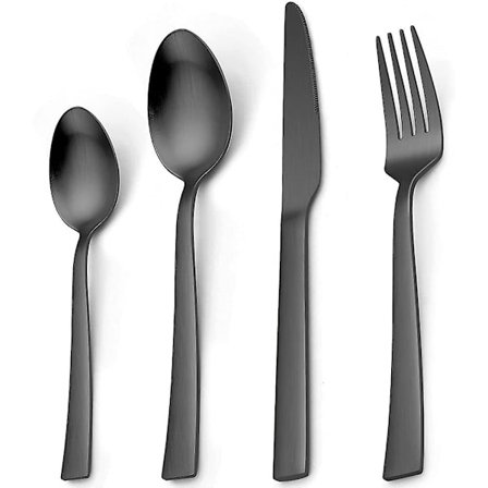 24-delt bestiksæt, Tenghonghui rustfrit stål bestiksæt sølvfarvet 6