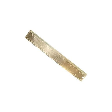 Messing lineal 20 cm, metallisk farve, gradueret skala, kompatibel med tegne- og måleværktøjer