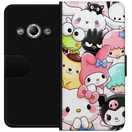 Kompatibelt Lommeboketui til Samsung Galaxy Xcover 3 Tett mønster av søte figurer med store øyne i ulike farger og uttrykk med LABUBU-tekst