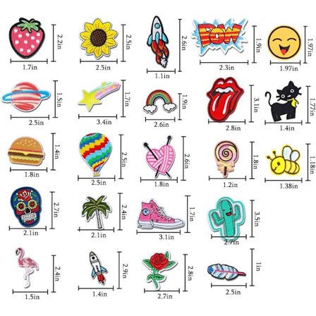 32 stk. stryge-på patches, broderi applikation patches klistermærker F