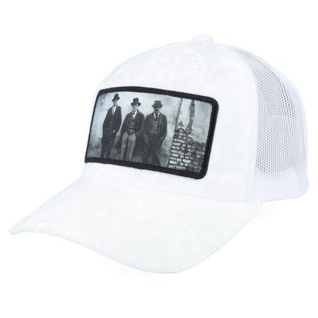 Calza Pennello - Vit trucker Keps - Mob Gang Patch Velvet White A-Frame Trucker @ Hatstore