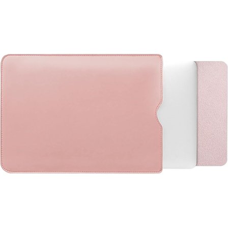 PU Läderfodral för MacBook Air 15 tum A2941 M2 Chip, Inre Mjukt Ludd Tjockt Vadderad Laptop Resväska (Rosa)