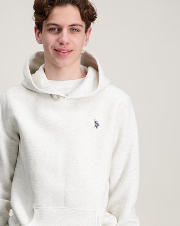 U.S. Polo Assn. DHM Herringbone Hoodie Grå Huvtröjor/Hoodies Kille - Kids Brand Store