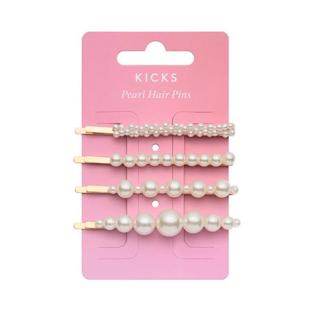 KICKS Beauty Pearl Hair Pins 4-pak White, Hår, Hårpynt, Hårnåle