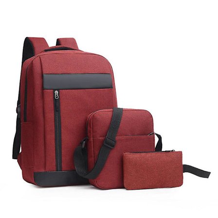 3st/ set Herr Kvinnor Ryggsäck med USB laddningsport Arbetsreseryggsäck+axel Laptop+väska Set Gåvor