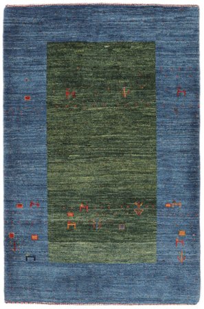 Annodato A Mano Loribaft Fine Persia Tappeto 84X125 Persiano Di Lana Blu Scuro/Nero Piccolo