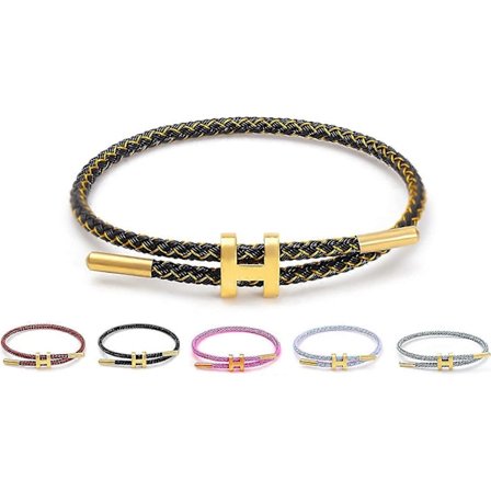 Justerbart H-rep armband, guldpläterat spänndesign i titanståltråd, modernt armband för brudtärna, perfekt present till kvinnor, män och flickor
