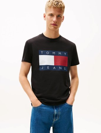 Tommy Jeans Tjm Reg Big Flag Ss Tee Ext - Black - XL