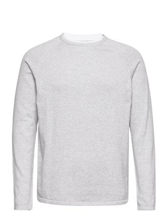 Basic Knit P Strikket Trøje Med Rund Hals Grå Tom Tailor