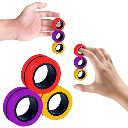 3 st Anti-stress Magnetiska Ringar Magnetarmband Ring Uppackningsleksaker